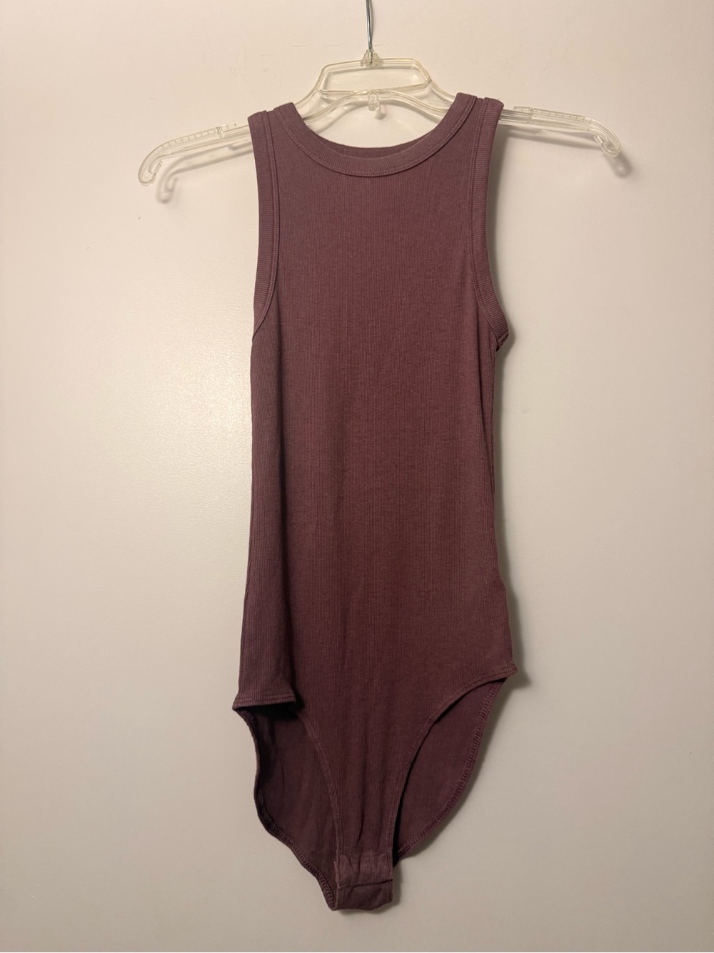 a new day Ribbed Sleeveless Bodysuit in Mauve Plum